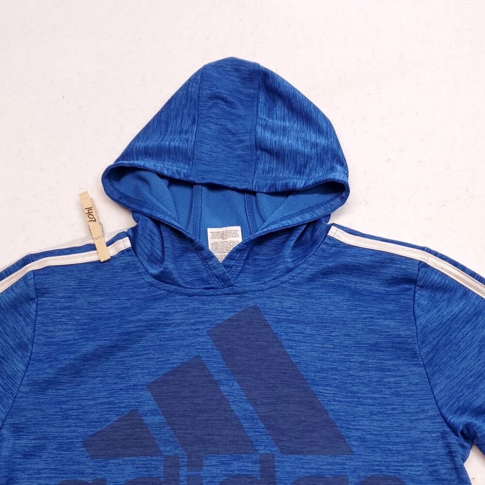 Adidas Long Sleeve Casual Hooded Sweatshirt Youth Boys Size M Blue White